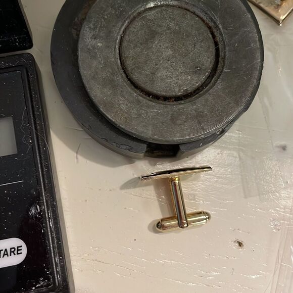 Vintage-1960s-Shields gold tone geometric space age bullet back cuff links - Picture 12 of 13